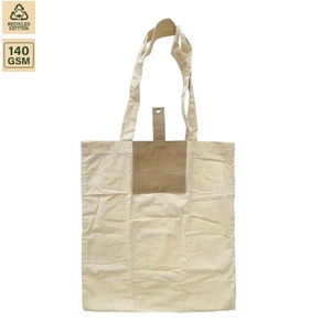 Sac de courses pliable en mélange de jute et coton non laminé de 5 onces, pour épicerie et voyage, 38x42 cm, plat, avec logo personnalisé, vente en gros, modèle OEM MA102 - Product Image 1