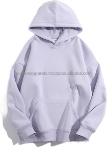 Sweat à capuche personnalisé en polaire épaisse, coupe oversize, couleur unie rose bonbon, pour homme, style streetwear - Product Image 3
