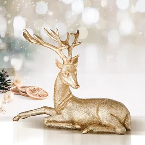 Sculpture murale suspendue en forme de cerf plaquée or, faite à la main, art tropical pour la maison, décoration murale d'hiver, style moderne chinois par Zahid Exports - Product Image 2