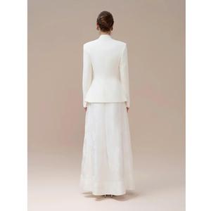 Trajes de Alta Costura para Mujer, Blazers Blancos HAZEL, Blazer sin Cuello de un Solo Pecho, Tela Transpirable con Muescas, Conjuntos Elegantes para Mujer - Product Image 2