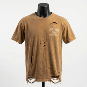 T-shirts déchirés pour hommes, nouveau style, confortables, 100% coton, couleur unie, manches courtes, t-shirt déchiré - Product Image 1