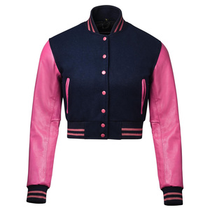 <b>Women</b> Cropped Letterman Varsity Jacket Premium Custom Embroidery Sample Service Available Trusted Supplier - Product Image 4