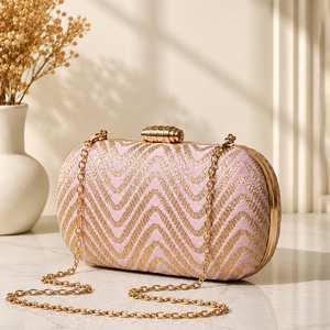Blush for Diamond Lattice Sequin Magnetic Sparkling Designer Embroidery <b>Clutch</b> for Women <b>Wedding</b> and Celebration Use - Product Image 2