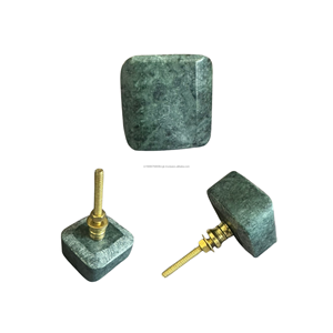 Bouton de meuble/tiroir carré minimaliste en marbre vert, quincaillerie en pierre naturelle 7 cm pour chambre, bar à domicile, cuisine - Product Image 1