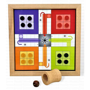 Jeu de société Ludo en bois fait main, bois de hêtre de qualité supérieure, jeux de table classiques pour la famille, jouets éducatifs écologiques pour enfants et adultes - Product Image 3