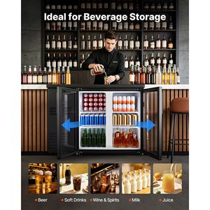 Enfriador de Bebidas Comercial para Barra Trasera de 11.8 Pies Cúbicos Refrigerador para Bebidas con Altura de Mostrador, 2 Puertas de Vidrio e Iluminación LED - Product Image 6