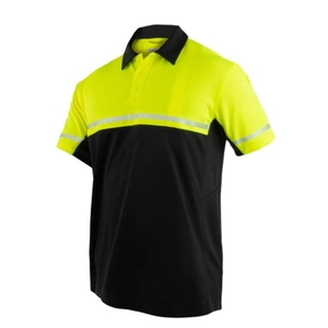 Hi-vis Fluorescent Polyester Short Sleeve Construction Safety Unisex Working <b>Polo</b> Shirts Reflective Tape Workwear - Product Image 4