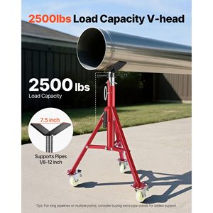 Adjustable Height 20-37 Inch 2500LBS Casters Folding Portable <b>Pipe</b> Jack <b>Stands</b> V-Head <b>Pipe</b> Jack <b>Stand</b> Pallet Jack Product - Product Image 2