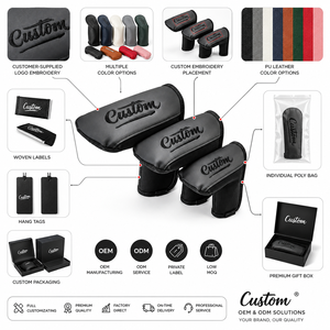 Custom Designed Premium PU Leather <b>Golf</b> Head Covers Waterproof Elastic Band Closure Driver Fairway Hybrid <b>Golf</b> Head Covers - Product Image 4