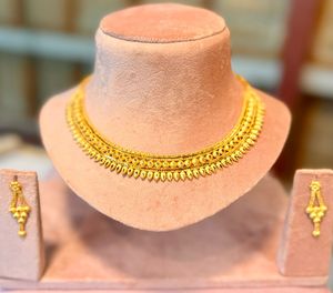 Conjunto de Collar de Cadena Chapado en Oro de Acero Inoxidable de Lujo, Pendientes Largos con Borlas, Anillo Ajustable, Modelo de Moda para Boda No. 23045 - Product Image 6