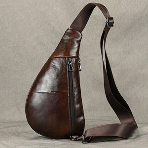 Sac de poitrine en cuir véritable pour homme, bandoulière, fermeture éclair, design décontracté, durable, toutes saisons, usage quotidien - Product Image 2