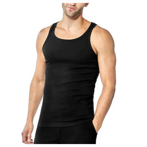 Débardeur en coton jersey simple 100 % coton, couleur unie, col rond, coupe ample, pour le sport et la gym, avec logo personnalisé - Product Image 1
