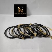 MN EXPORTS Juego de Brazaletes Churiyan Rosados de Cristal Lampwork, Bañados en Plata, con Engaste de Bola, Joyería Étnica de Moda para Mujer, Pulseras de Boda
