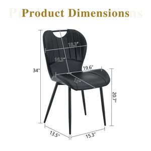 Set di 4 Sedie da Pranzo in PU Nero con Maniglia Integrata, Telaio in Metallo Nero e Piedini Regolabili per Sala da Pranzo - Product Image 3