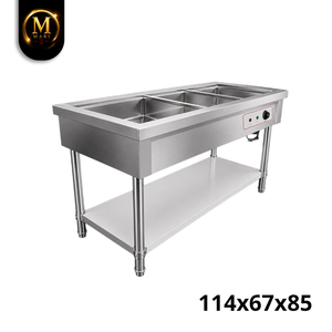 Calentador de Alimentos Comercial de 3 Compartimentos con Ahorro de Energía, Baño María, Mesa de Calentamiento a Vapor para Restaurantes, Buffets y Catering - Product Image 5