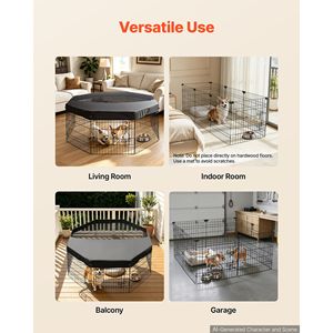 Recinto per Cani Pieghevole a 8 Pannelli da 24 Pollici con Copertura Superiore, Recinzione Metallica per Esercizio Indoor per Animali Domestici - Product Image 5