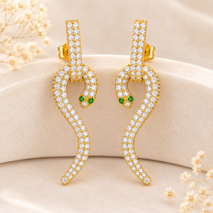 Pendientes colgantes de serpiente con diamantes, plata de ley 925, chapados en oro de 18k, hechos a mano, para ella, elegantes, con diseño animal, joyería para mujer - Product Image 4