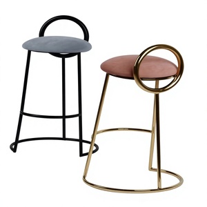 Taburete de Bar Moderno, Silla de Bar de Metal con Asiento de Terciopelo, Altura de Barra, para Hogar, Cocina, Cafetería, Recepción, Oficina, Muebles de Bar - Product Image 6
