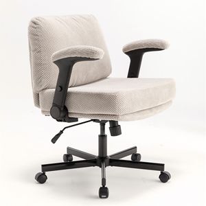 Sedia da Ufficio Girevole Regolabile con Seduta Ampia a Gambe Incrociate, Cuscino Spesso, Braccioli Ribaltabili, Tessuto Confortevole, Ruote e Maniglia in Nylon - Product Image 2