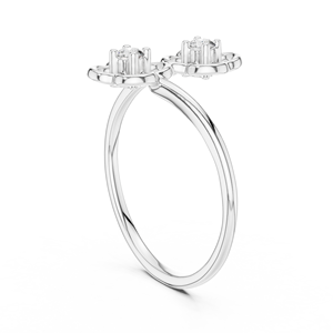 Anillo de Diamantes Cultivados en Laboratorio, Diseño Floral Minimalista, Oro Blanco Sólido de 18 Quilates con Baño de Rodio, para Mujer, Compromiso, Boda, Fiesta, Uso Diario - Product Image 2