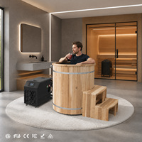 Baignoire de trempage à froid en cèdre rouge avec revêtement en acier inoxydable 304, bain de glace extérieur avec refroidisseur pour les passionnés d'hiver