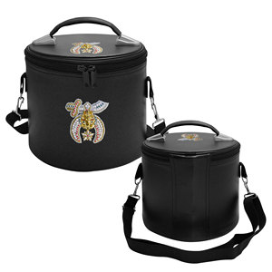 Étui pour fez maçonnique Shriner du Groupe NANBA, en cuir noir, avec emblème brodé à la main, fait main, léger, fermeture éclair, personnalisable - Product Image 1