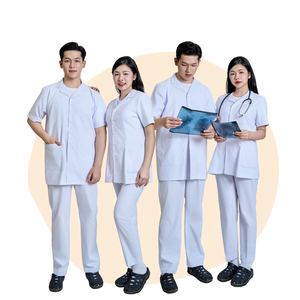 เสื้อโค้ทสำหรับห้องแล็บสีขาวสำหรับทั้งชายและหญิงสวมใส่สบายผ้าทอทอแบบมืออาชีพ - Product Image 3