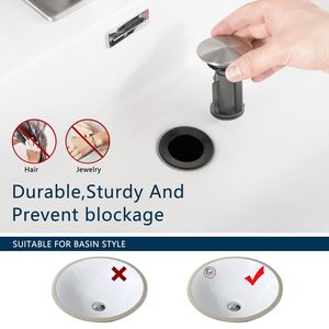 Rubinetto a cascata monocomando a 1 foro per lavabo con scarico a scomparsa, tubi di alimentazione, rubinetto per lavabo e piastra di copertura per bagno - Product Image 1