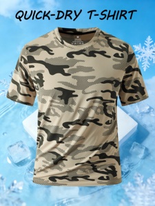 เสื้อยืดคอกลมแขนสั้นลายพรางสำหรับผู้ชาย แห้งเร็ว ผลิตจากโพลีเอสเตอร์ 100% ทรงลำลอง - Product Image 1