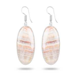 ต่างหูพลอยแคลไซต์ลายม้าลายสีธรรมชาติสวยงามแท้ ชุบเงินบนทองเหลือง ดีไซน์ห้อยระย้า แฟชั่นสำหรับผู้หญิง ของขวัญสำหรับงานปาร์ตี้ - Product Image 2