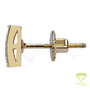Pendientes de botón cuadrados de plata de ley 925 de lujo con diamantes cultivados en laboratorio, tono dorado, brillantes y deslumbrantes, joyería de moda para mujer. - Product Image 3