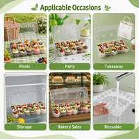 Boîtes à cupcakes en plastique, 24 unités, empilables, transparentes, en PET, type blister