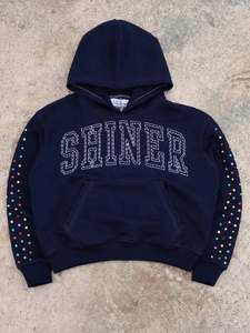 Sweat-shirt à capuche surdimensionné pour homme personnalisé, avec lettres en strass, détails sur les manches, streetwear, sweat-shirt en coton premium - Product Image 1
