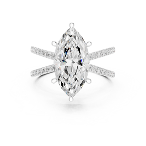 Classic <b>Split</b> Shank 14K Yellow Gold IGI Certified Lab Grown Diamond 3.5 CT Marquise Cut Anniversary Wedding Engagement Halo <b>Ring</b> - Product Image 1