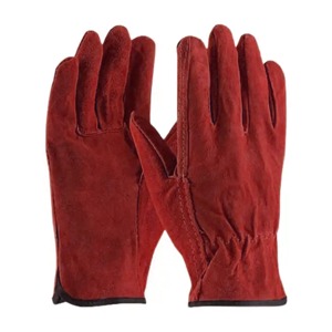 Gants de sécurité personnalisés de haute qualité avec logo, en cuir de vachette blanc, pour conducteurs et travailleurs, avec bande élastique, sans doublure - Product Image 4