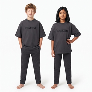 Camiseta Informal Unisex para Niños, de Algodón Jersey, Manga Corta, Corte Holgado, Hombros Caídos, Ecológica, Fabricante OEM ODM - Product Image 1