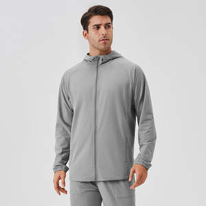 Chaqueta con capucha y cremallera para hombre, informal, térmica, cortavientos deportivo para gimnasio y senderismo, de color liso, estilo oversize, teñido liso, para otoño - Product Image 4