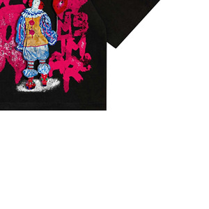 Camiseta Negra Oversize de Streetwear para Hombre, Manga Corta, Estampado Gráfico de Payaso, Cuello Redondo, Algodón Jersey - Product Image 3