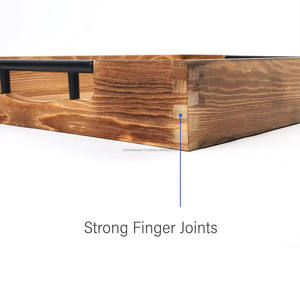 Plateau de service en bois massif personnalisé avec poignée en métal noir Plateau décoratif en bois pour la maison Hôtel Restaurant Plateau de rangement - Product Image 2