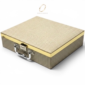 Elegant Plain PU Multi-Slot Bangle Gold Jewelry Box Portable Jewelry Storage <b>Case</b> with Handle for Women Wholesale - Product Image 5