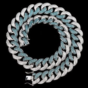 Collier chaîne cubaine hip-hop pour homme en argent 925 plaqué, serti de moissanite micro-pavée, coupe brillante ronde, pour usage quotidien - Product Image 1