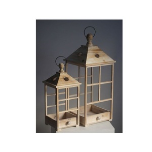 Farol de Vidrio y Madera Rústico Decorativo con Asa de Cuerda, Decoración para Mesa de Jardín y Hogar - Product Image 1