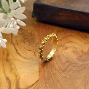Anillo de banda con cuentas doradas para mujer, anillo texturizado con puntos, estilo minimalista |   Joyería de Moda al por Mayor - Product Image 1