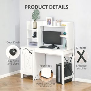 Scrivania Moderna in MDF Bianco con Mobile Superiore per Ufficio Domestico - Postazione di Lavoro Durevole con Ampio Spazio di Archiviazione - Product Image 6