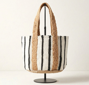 Bolso Tote de Yute a Rayas Estilo Bohemio para Mujer, Casual, Abierto, con Dos Asas, Ecológico, para Uso Diario - Product Image 6