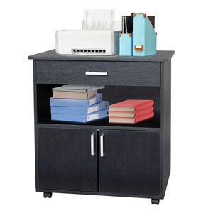 Armadietto Portadocumenti in MDF Nero e PVC con Un Cassetto e Una Scomparto a Doppia Anta - Product Image 2