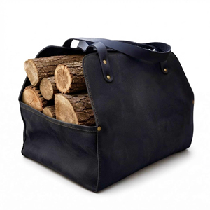 Sac de transport pour bois de chauffage en cuir véritable personnalisé, robuste, portable, sac de rangement rustique pour bûches de cheminée, LLR-0116 - Product Image 2