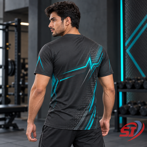 Custom Mens Polyester Solid Dry Fit Anti-Wrinkle Short Sleeve Quick Dry Breathable Sports Training T-<b>Shirt</b> Manufacturer - Product Image 4