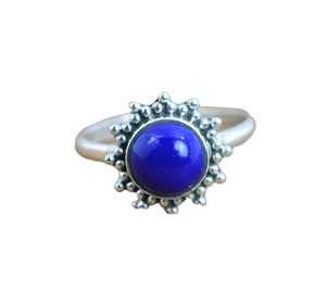925 Sterling Silver Blue <b>Lapis</b> <b>Lazuli</b> <b>Ring</b> Handmade Flower Gift for her - Product Image 2