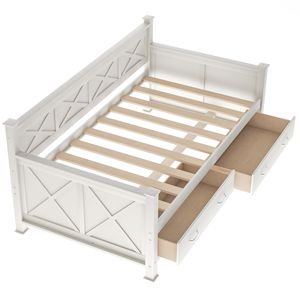 เตียงนอนกลางวันทำจากไม้ขนาดเตียงคู่สีขาวสไตล์เรียบง่ายและเรียบง่าย - Product Image 4